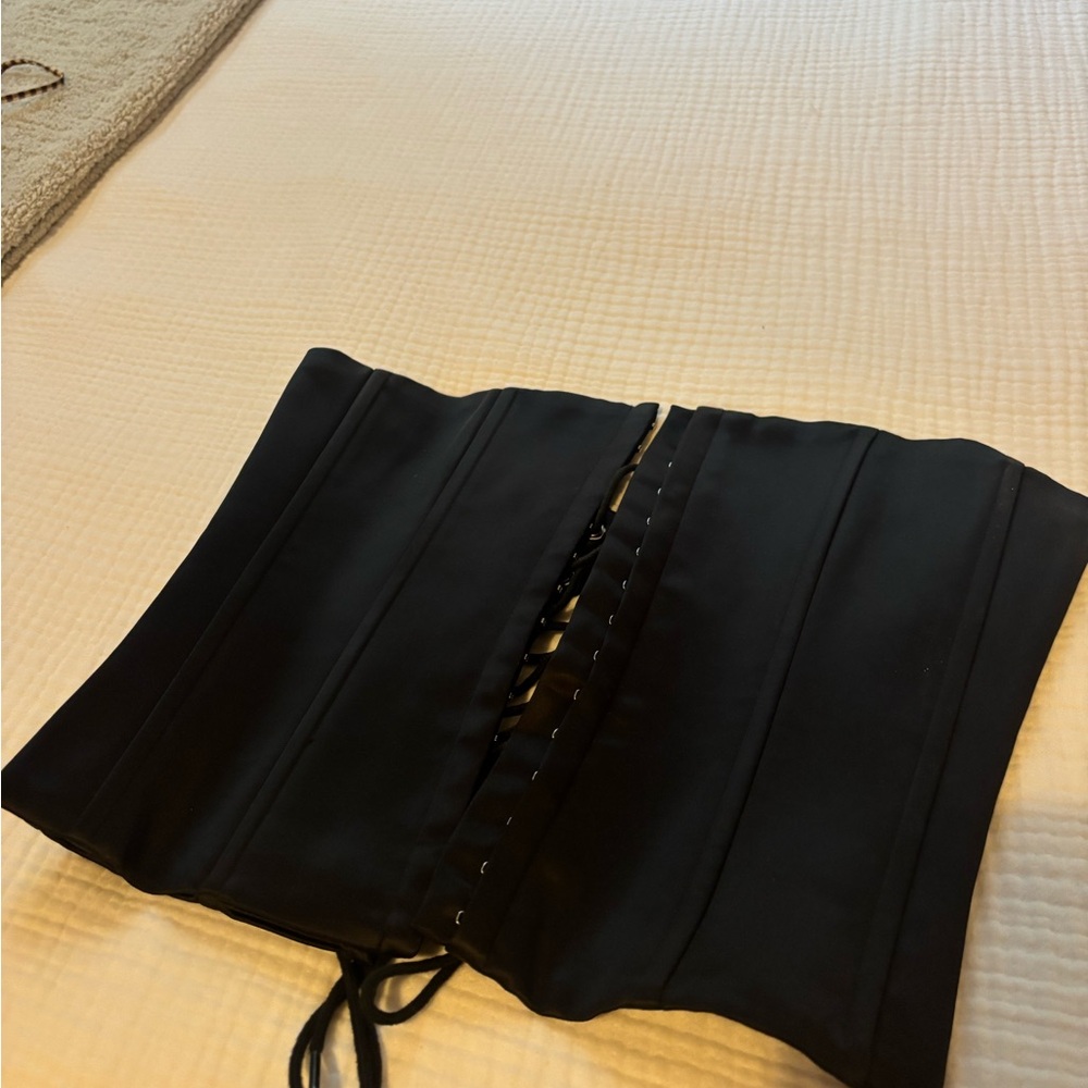 Danielle Guizio Black Lace-Up Top